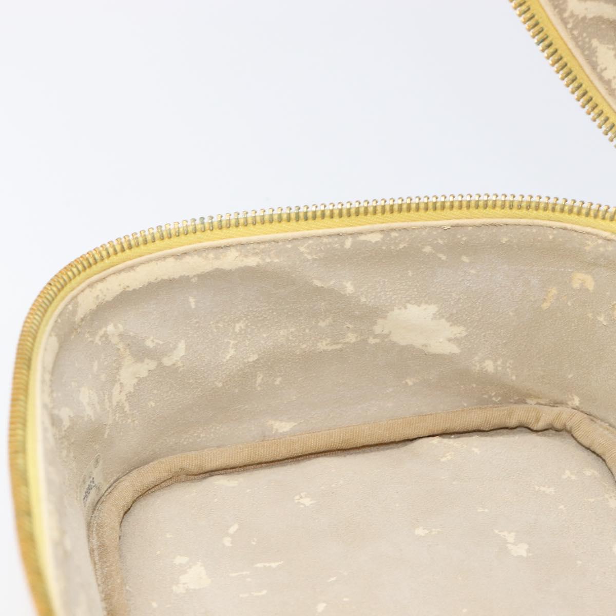 CHANEL Vanity Hand Bag Caviar Skin Yellow Gold CC Auth 215366