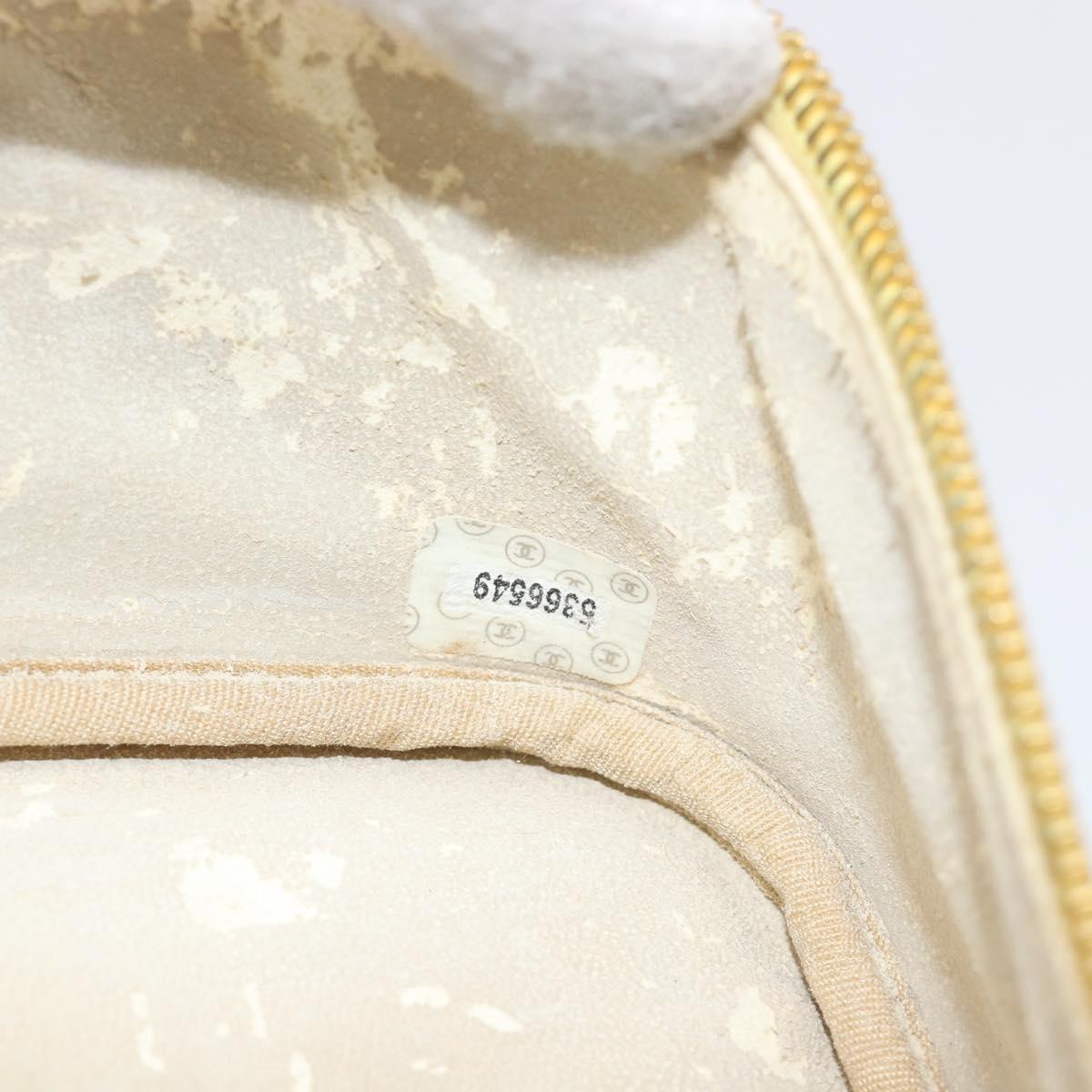 CHANEL Vanity Hand Bag Caviar Skin Yellow Gold CC Auth 215366