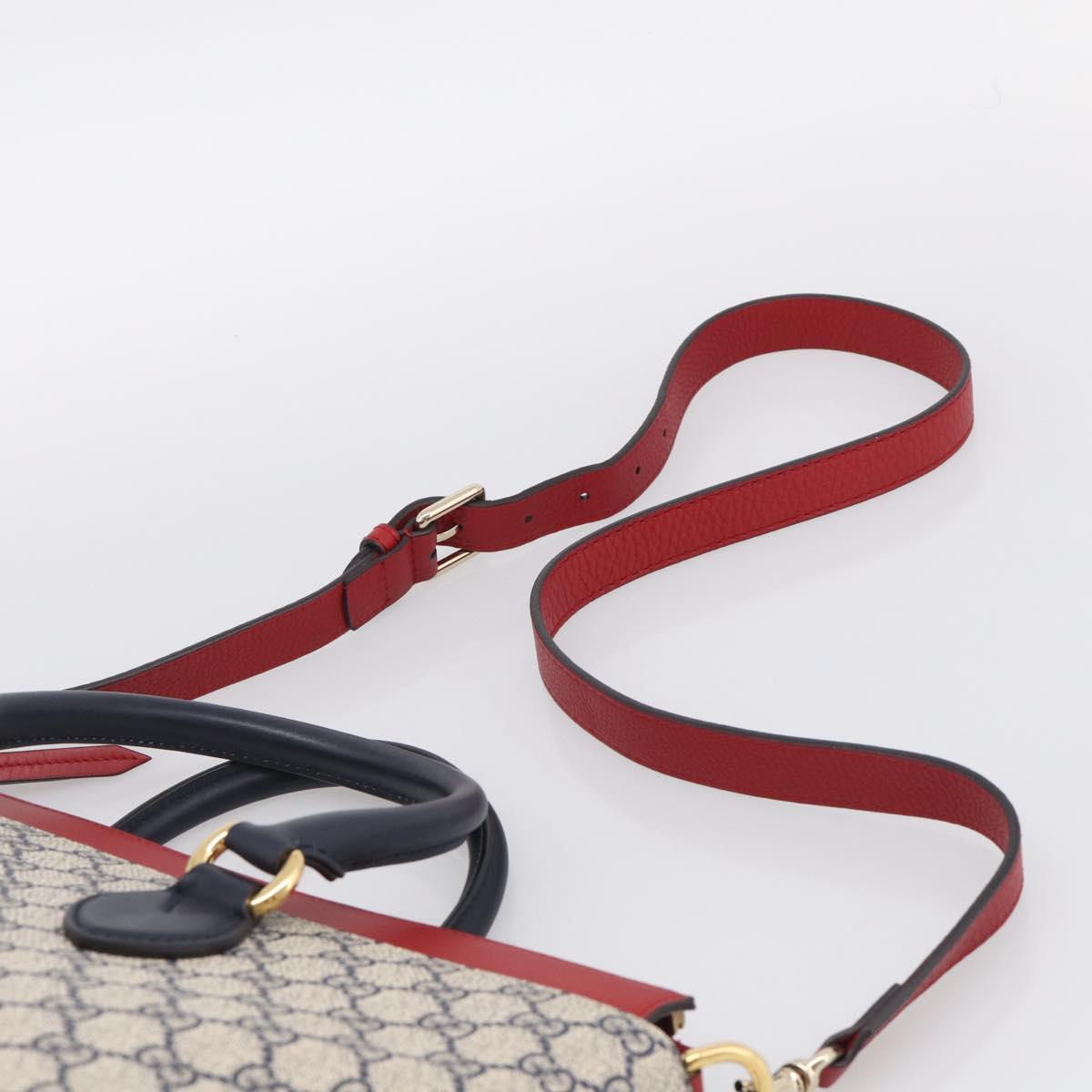 GUCCI GG Supreme Hand Bag PVC 2way Navy Gold 409533 Auth 215369V