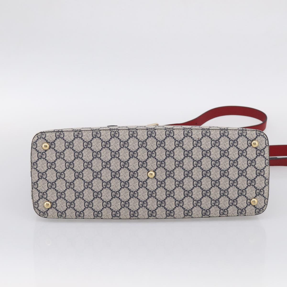GUCCI GG Supreme Hand Bag PVC 2way Navy Gold 409533 Auth 215369V