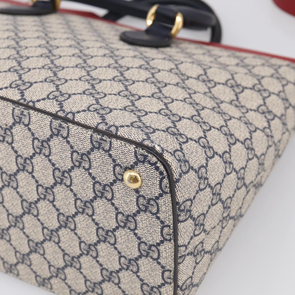 GUCCI GG Supreme Hand Bag PVC 2way Navy Gold 409533 Auth 215369V