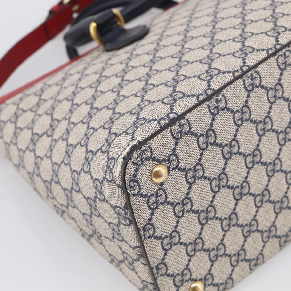 GUCCI GG Supreme Hand Bag PVC 2way Navy Gold 409533 Auth 215369V