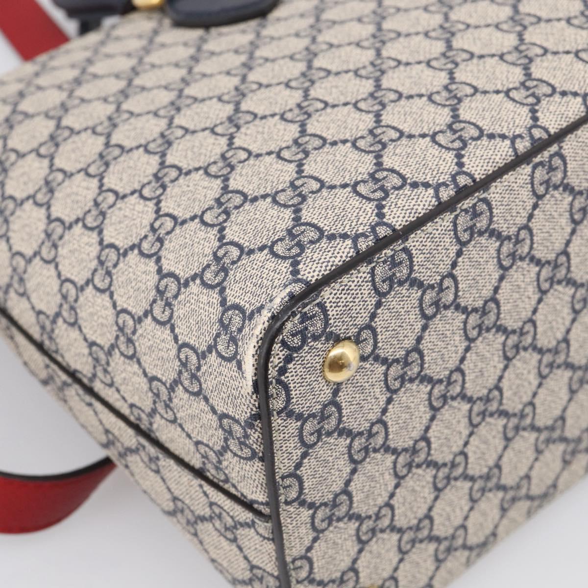 GUCCI GG Supreme Hand Bag PVC 2way Navy Gold 409533 Auth 215369V