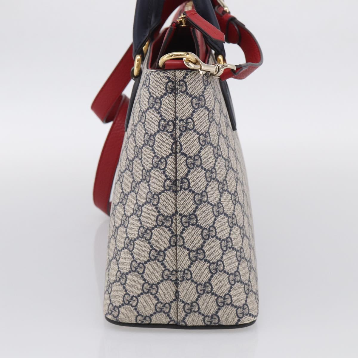 GUCCI GG Supreme Hand Bag PVC 2way Navy Gold 409533 Auth 215369V