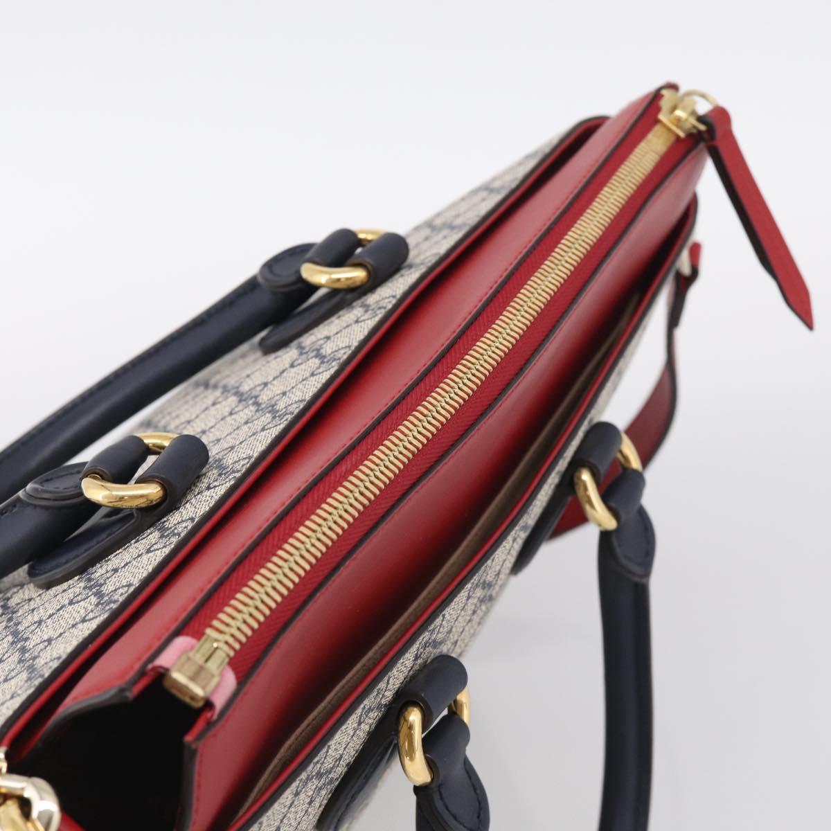 GUCCI GG Supreme Hand Bag PVC 2way Navy Gold 409533 Auth 215369V