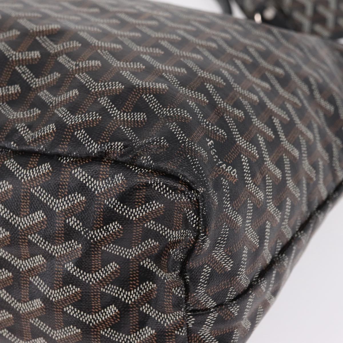 Goyard Herringbone Saint Louis PM Tote Bag PVC Black Silver Auth 215370
