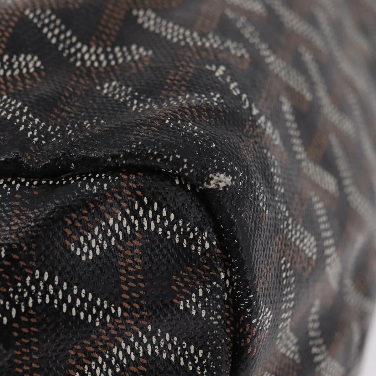 Goyard Herringbone Saint Louis PM Tote Bag PVC Black Silver Auth 215370