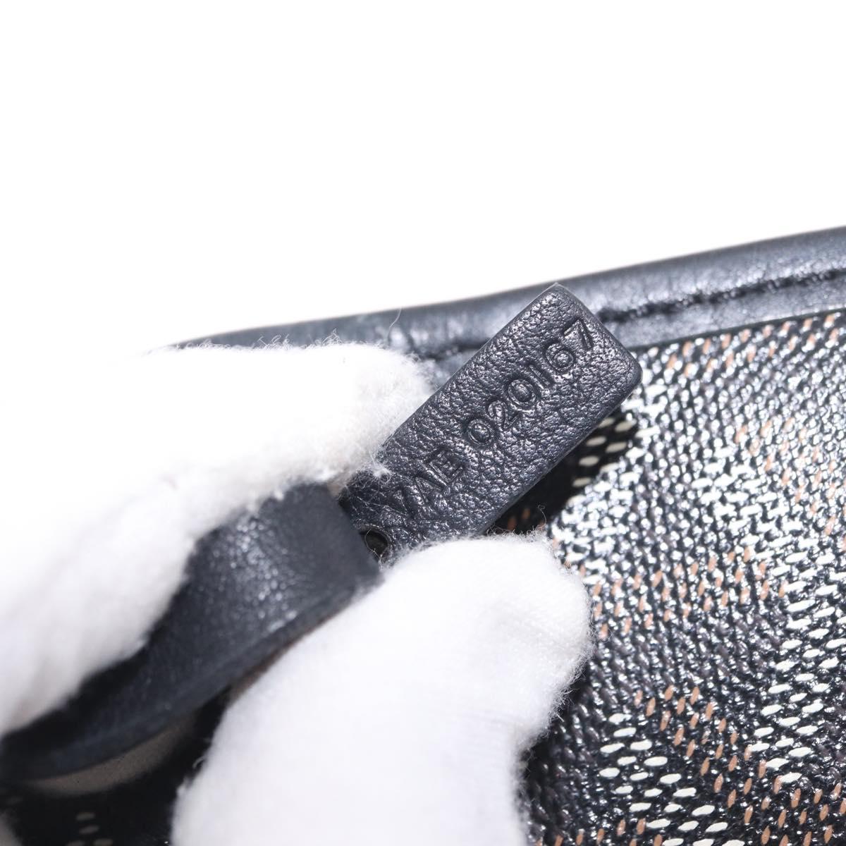 Goyard Herringbone Saint Louis PM Tote Bag PVC Black Silver Auth 215370