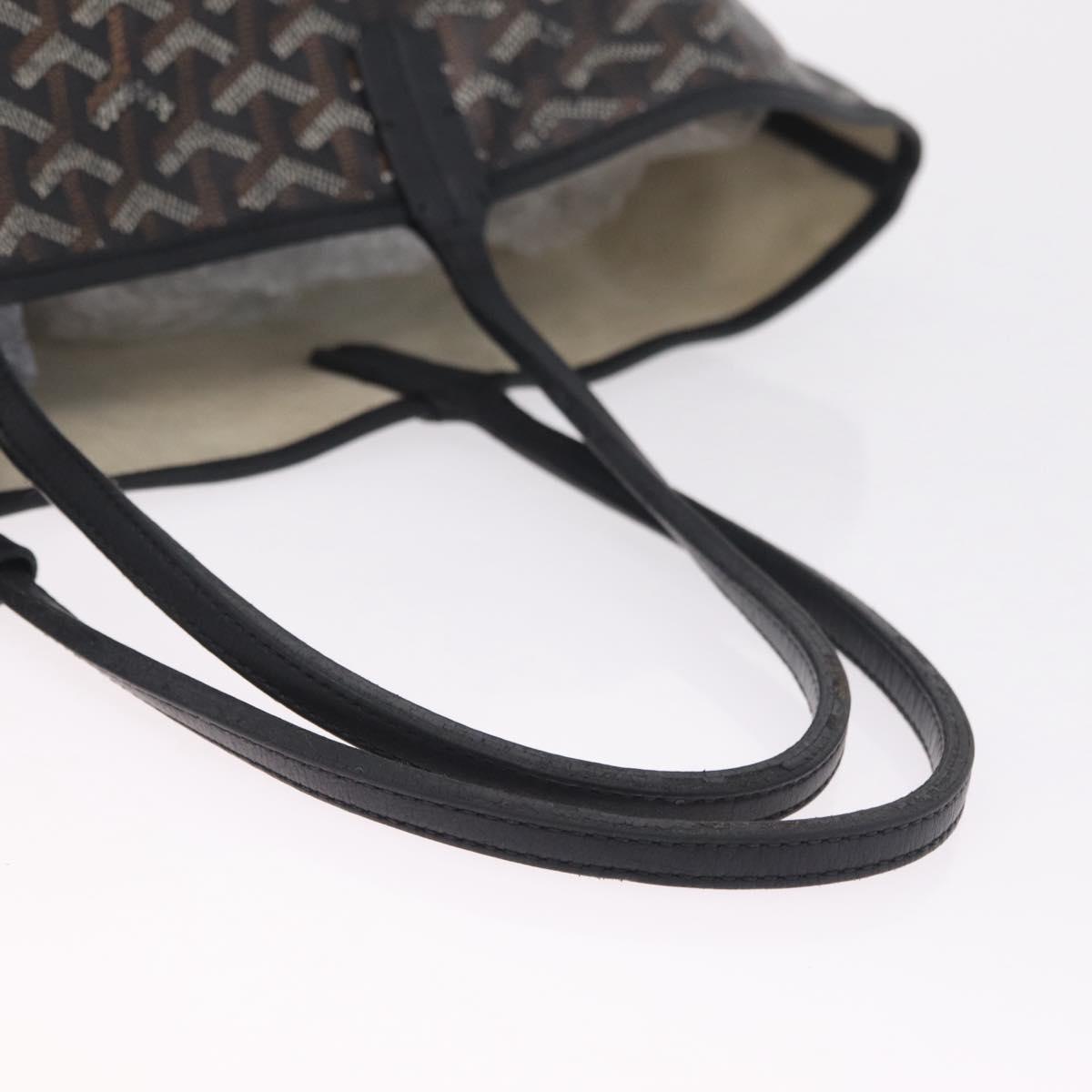 Goyard Herringbone Saint Louis PM Tote Bag PVC Black Silver Auth 215370