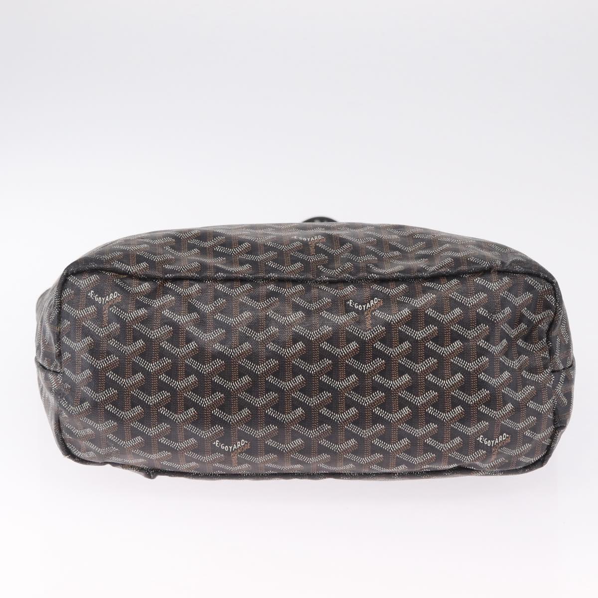 Goyard Herringbone Saint Louis PM Tote Bag PVC Black Silver Auth 215370
