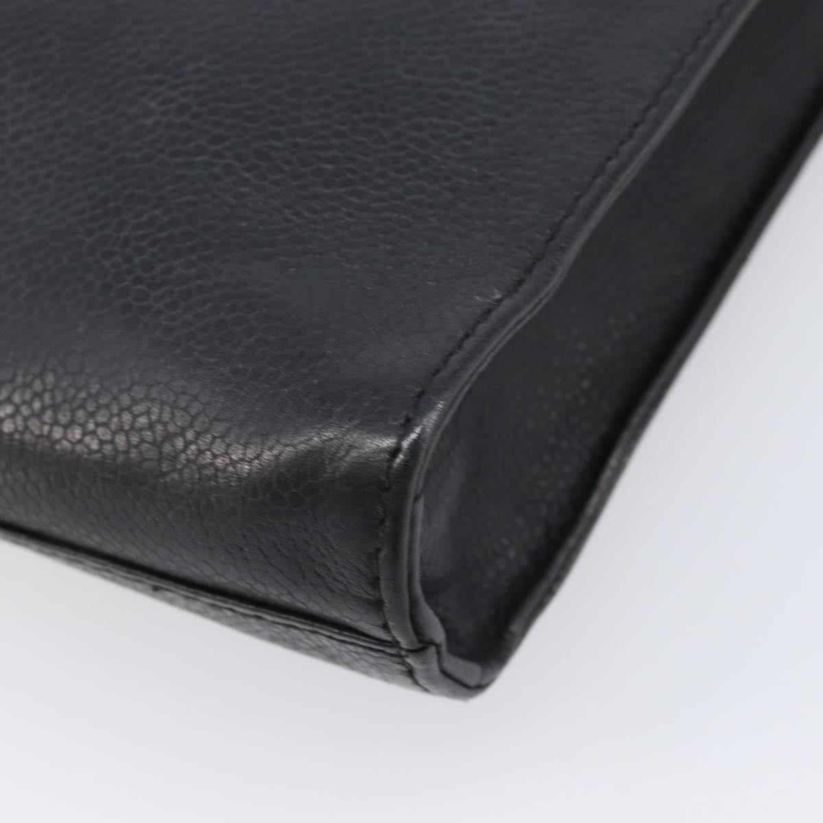 CHANEL Clutch Bag Caviar Skin Black Gold CC Auth 215372