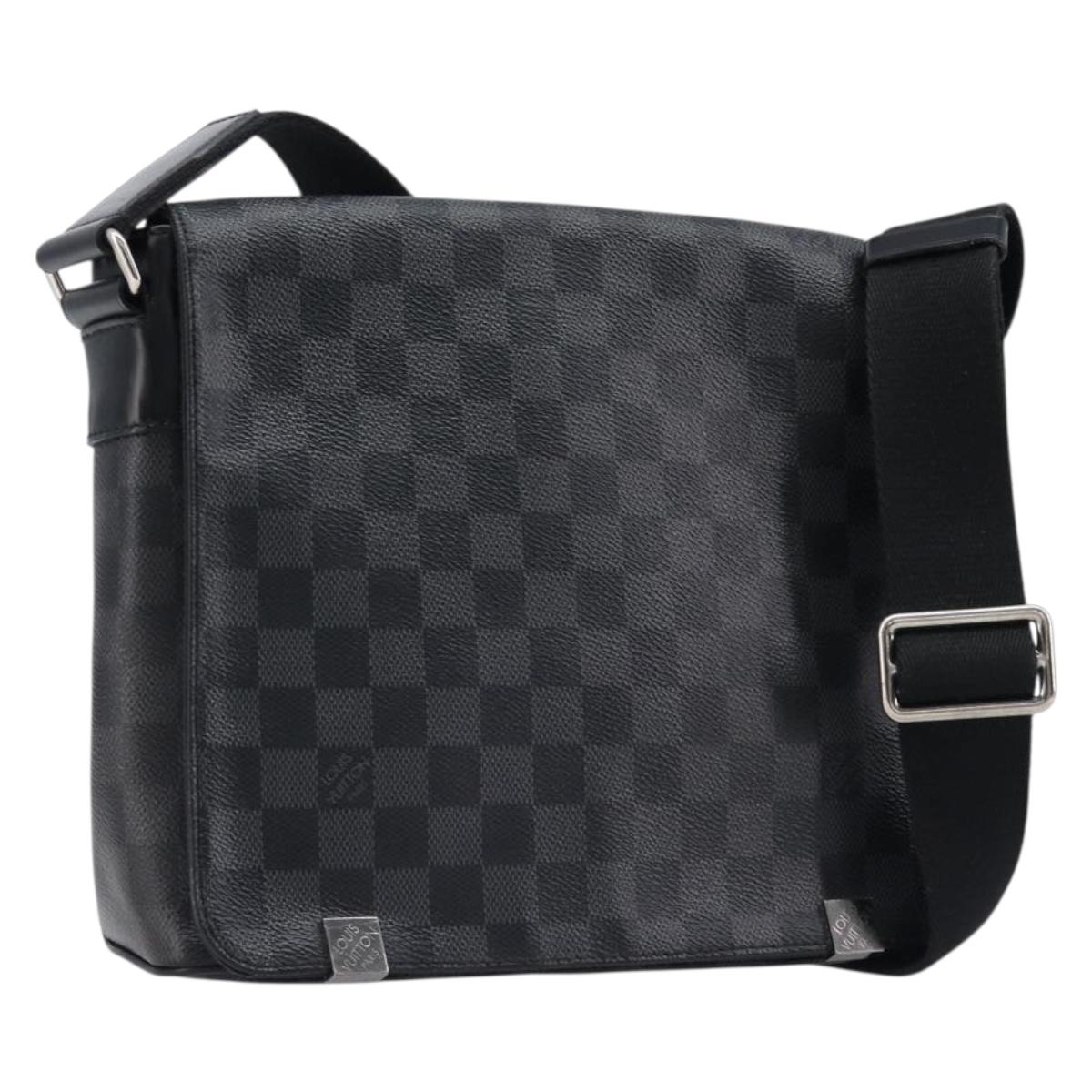LOUIS VUITTON Damier Graphite District PM Shoulder Bag N41028 LV Auth 215379A