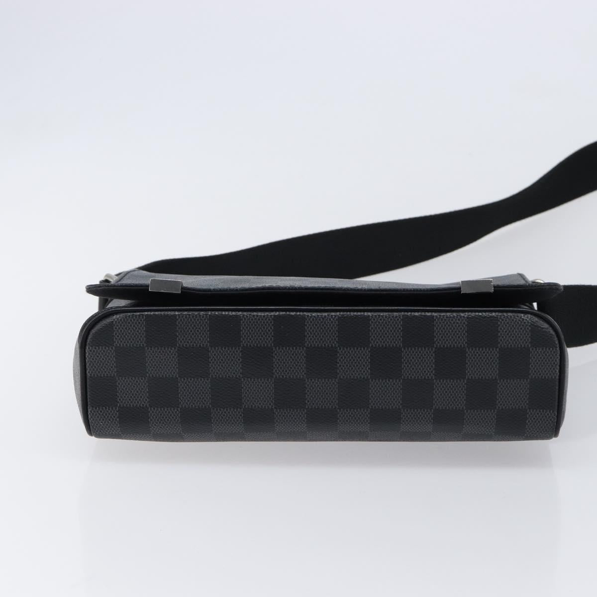 LOUIS VUITTON Damier Graphite District PM Shoulder Bag N41028 LV Auth 215379A