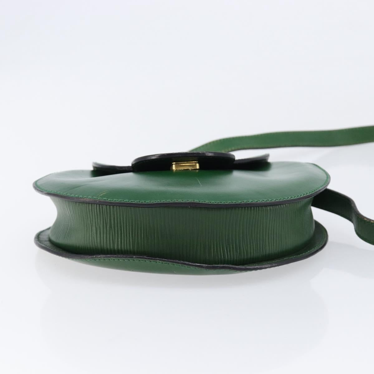 FENDI Shoulder Bag Leather Green Gold Auth 215382