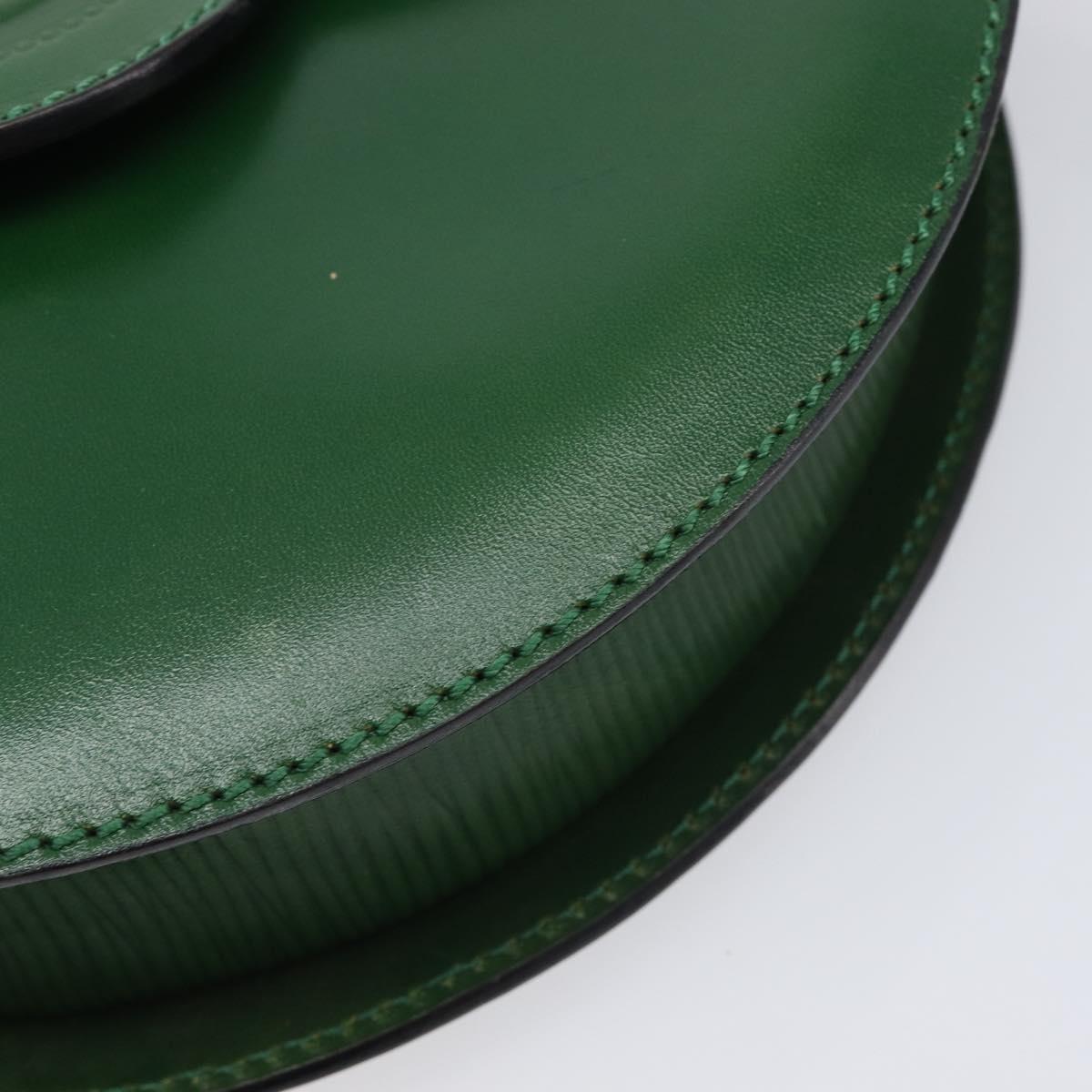 FENDI Shoulder Bag Leather Green Gold Auth 215382