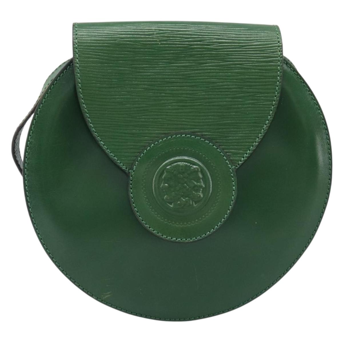FENDI Shoulder Bag Leather Green Gold Auth 215382
