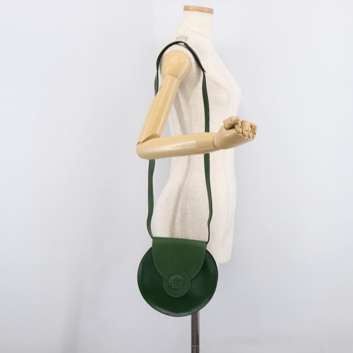 FENDI Shoulder Bag Leather Green Gold Auth 215382