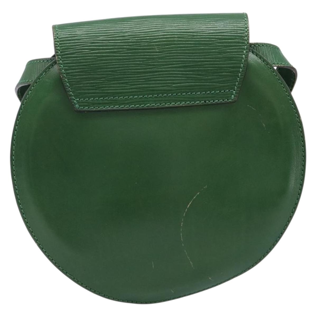FENDI Shoulder Bag Leather Green Gold Auth 215382