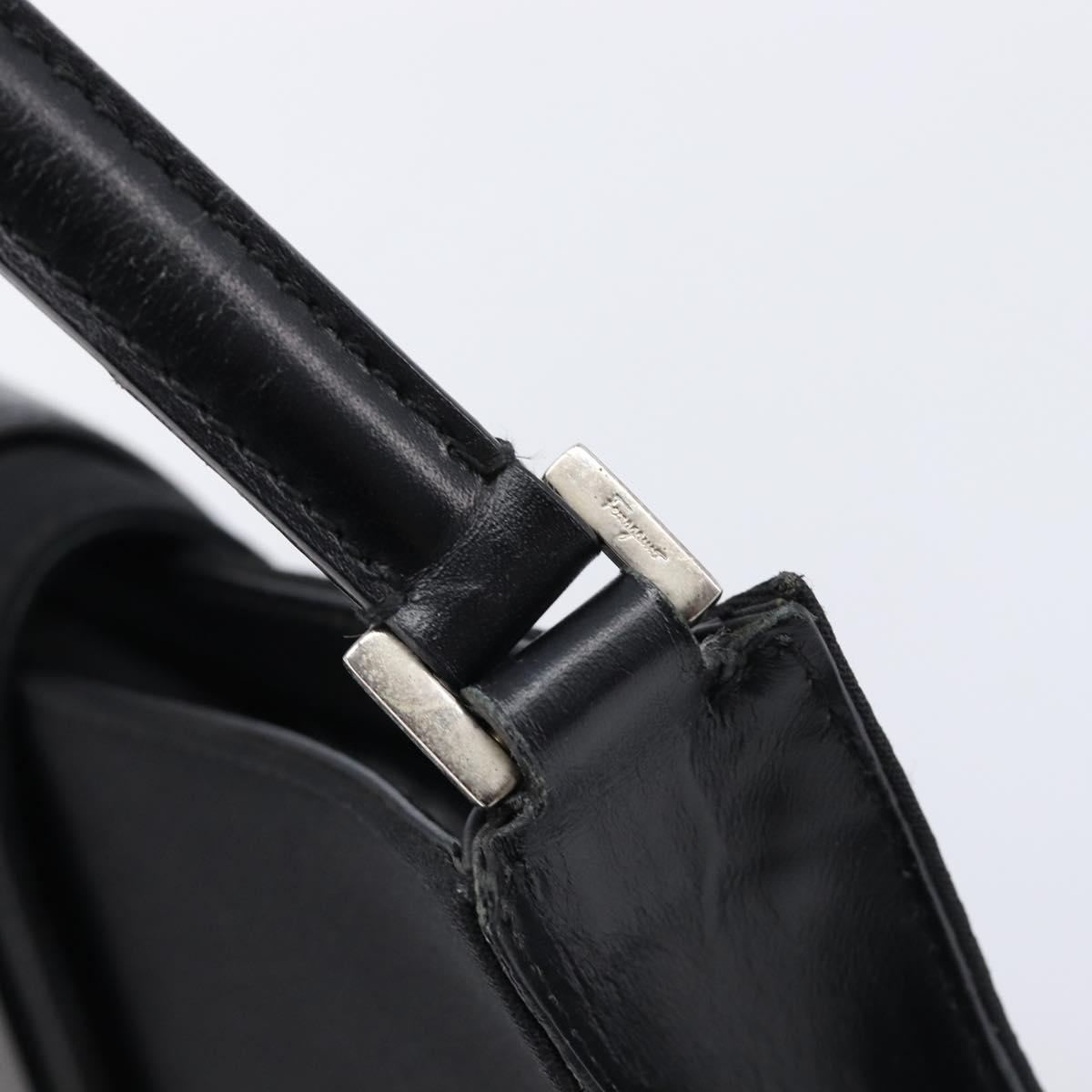 Salvatore Ferragamo Vala Shoulder Bag Canvas Black Silver Auth 215390A