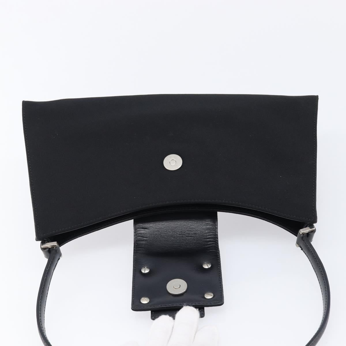Salvatore Ferragamo Vala Shoulder Bag Canvas Black Silver Auth 215390A