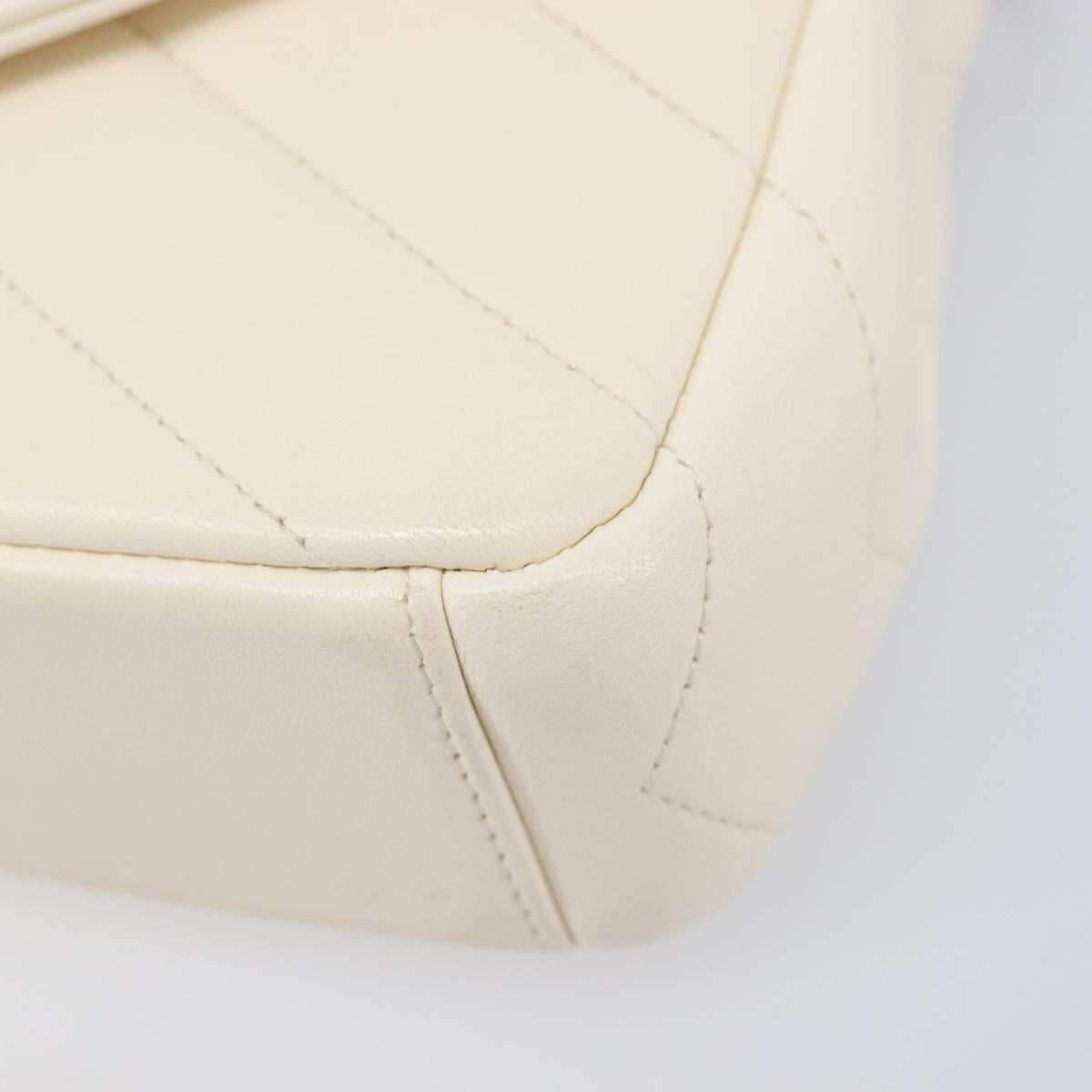 CHANEL Chain Shoulder Bag Lamb Skin Ivory CC Auth 215393V
