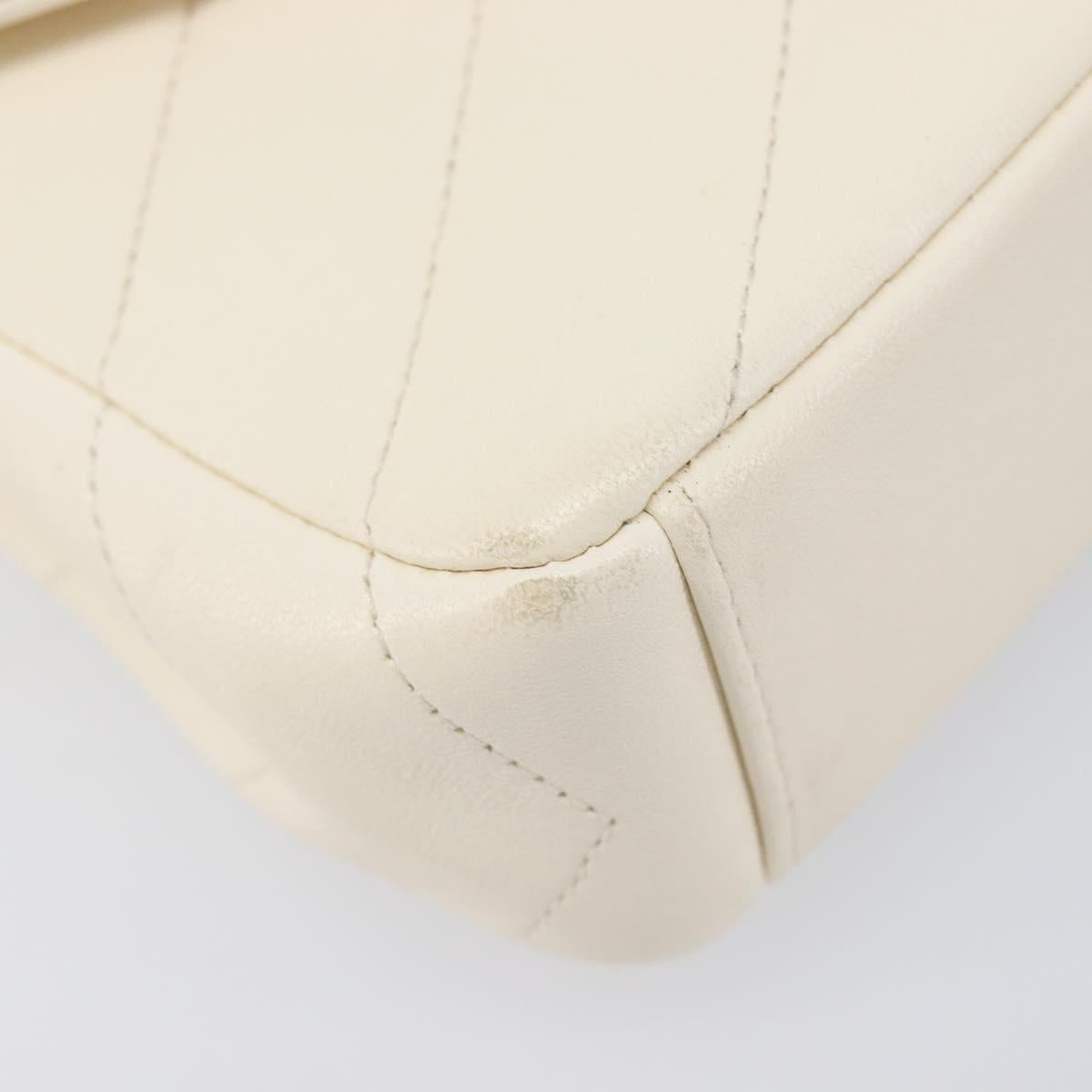 CHANEL Chain Shoulder Bag Lamb Skin Ivory CC Auth 215393V
