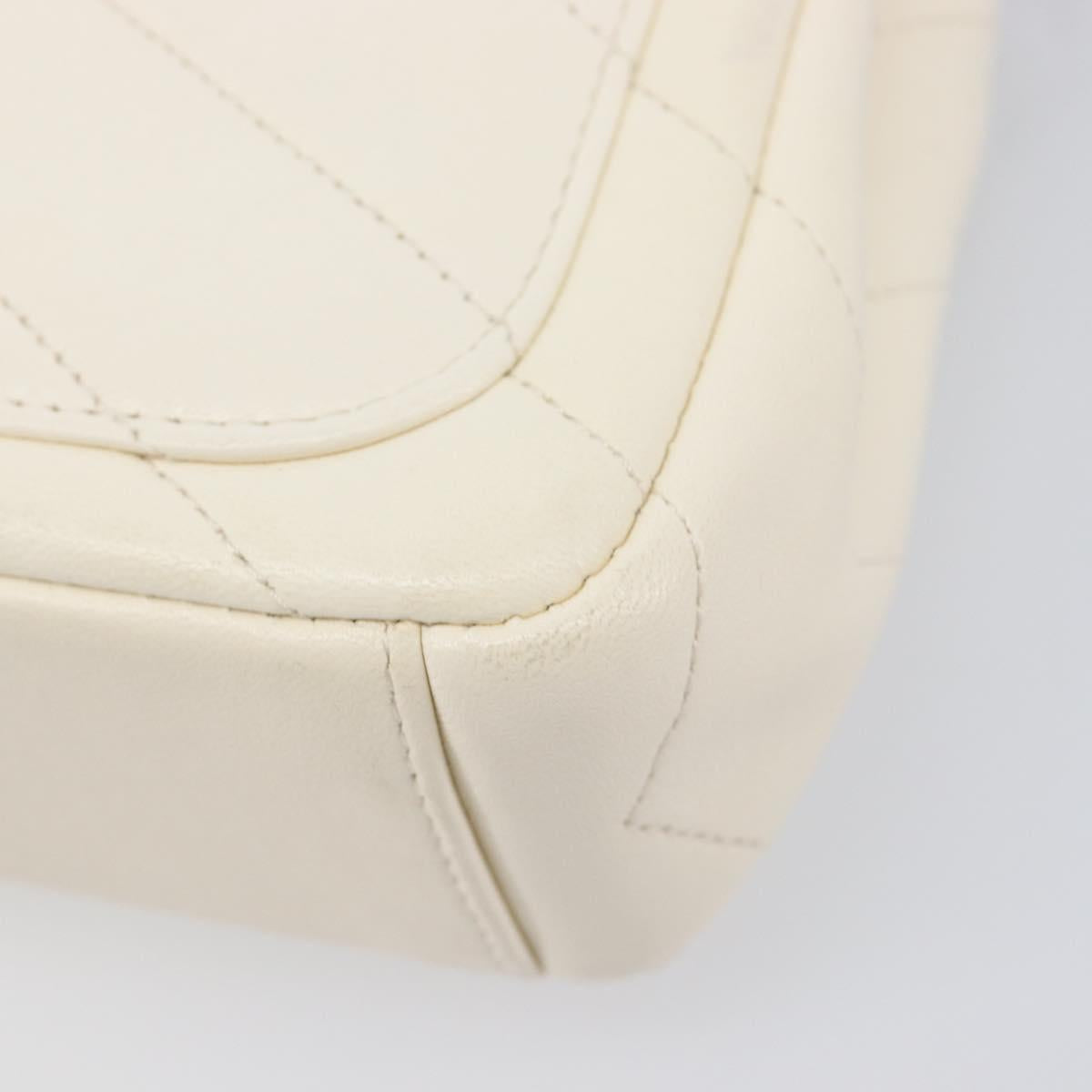 CHANEL Chain Shoulder Bag Lamb Skin Ivory CC Auth 215393V