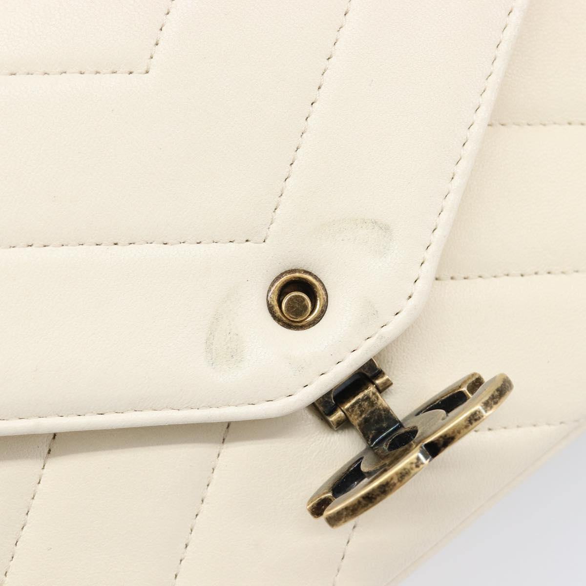CHANEL Chain Shoulder Bag Lamb Skin Ivory CC Auth 215393V