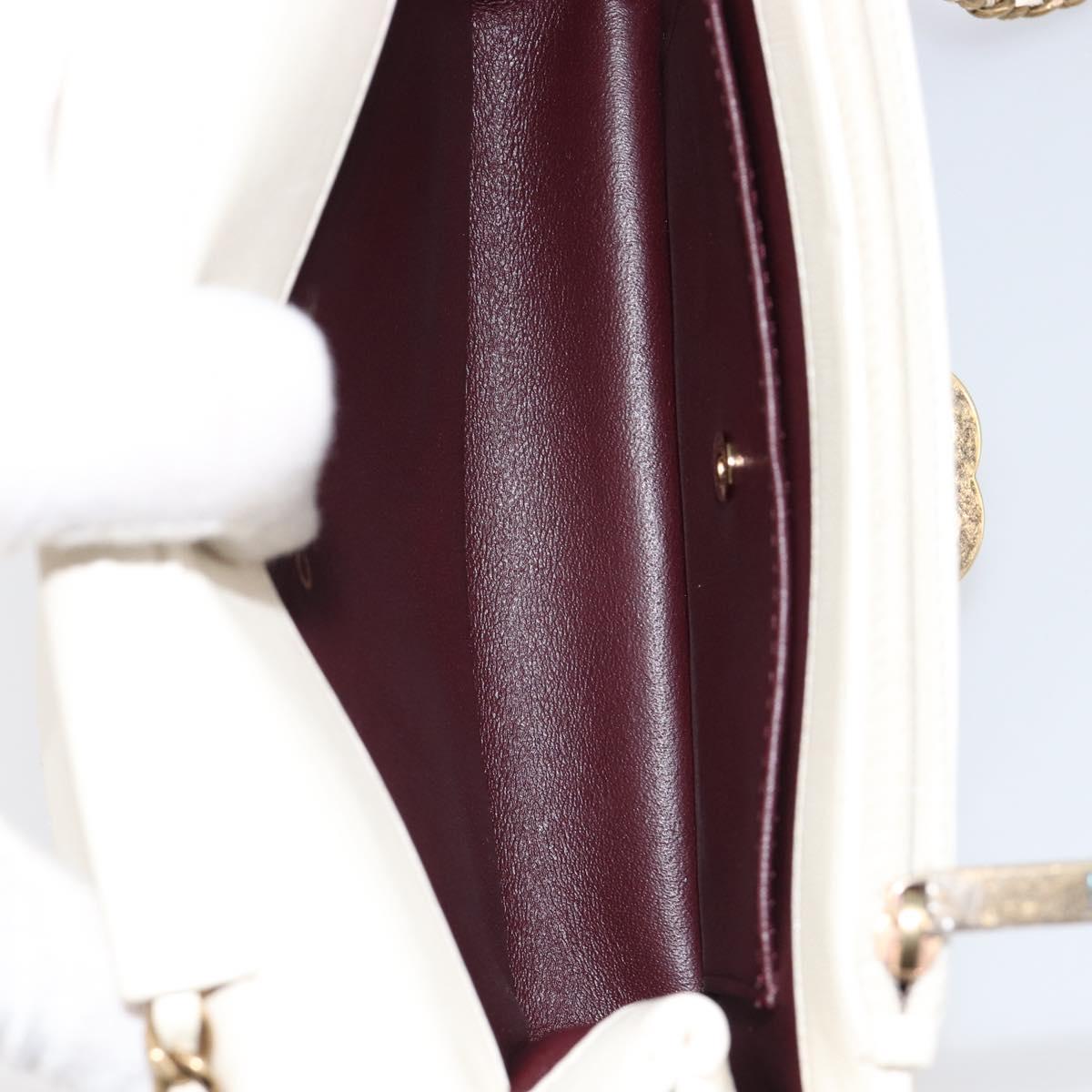 CHANEL Chain Shoulder Bag Lamb Skin Ivory CC Auth 215393V