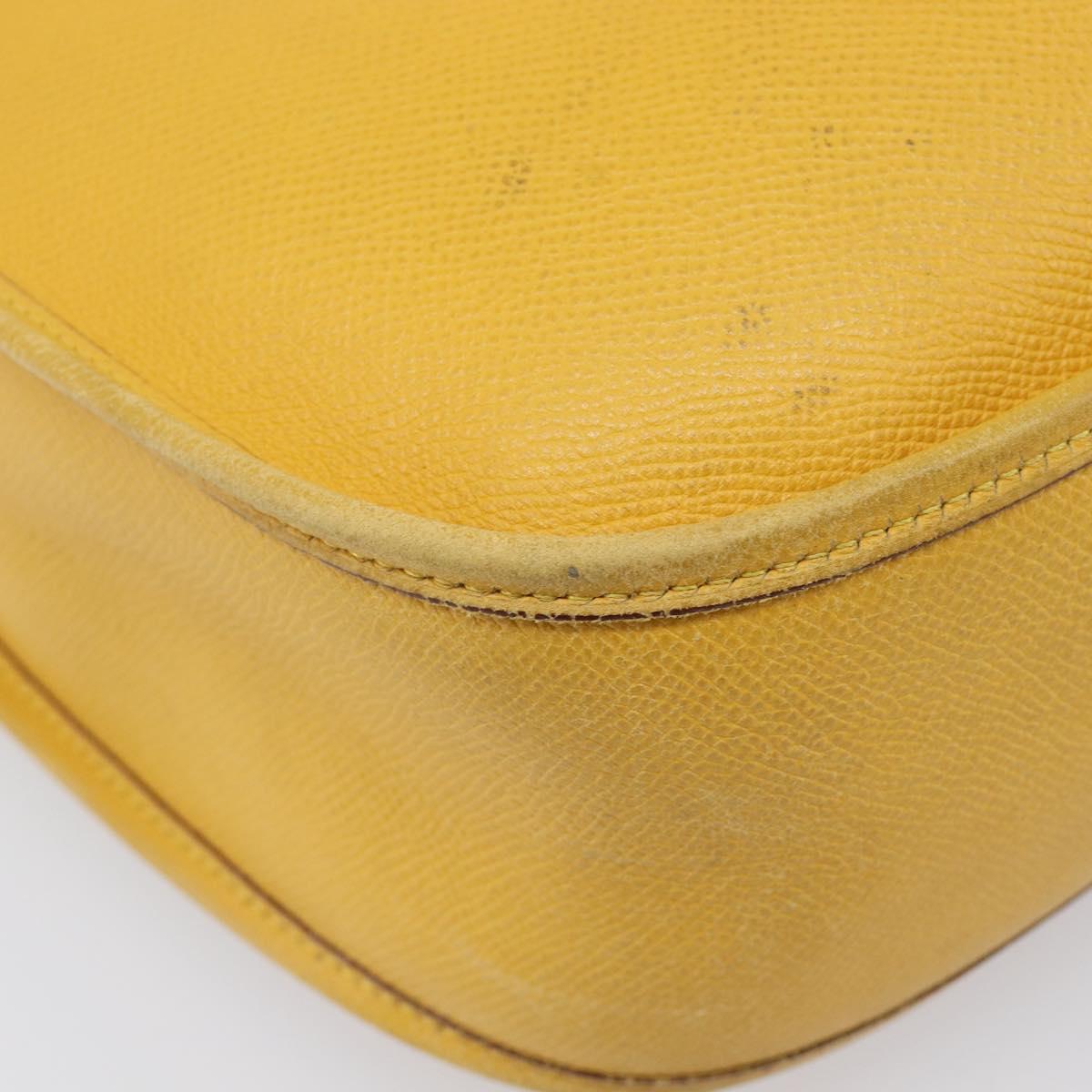 HERMES Evelyn 1PM Shoulder Bag Leather Yellow Silver Auth 215394A