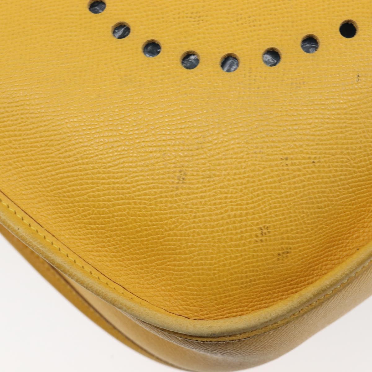HERMES Evelyn 1PM Shoulder Bag Leather Yellow Silver Auth 215394A