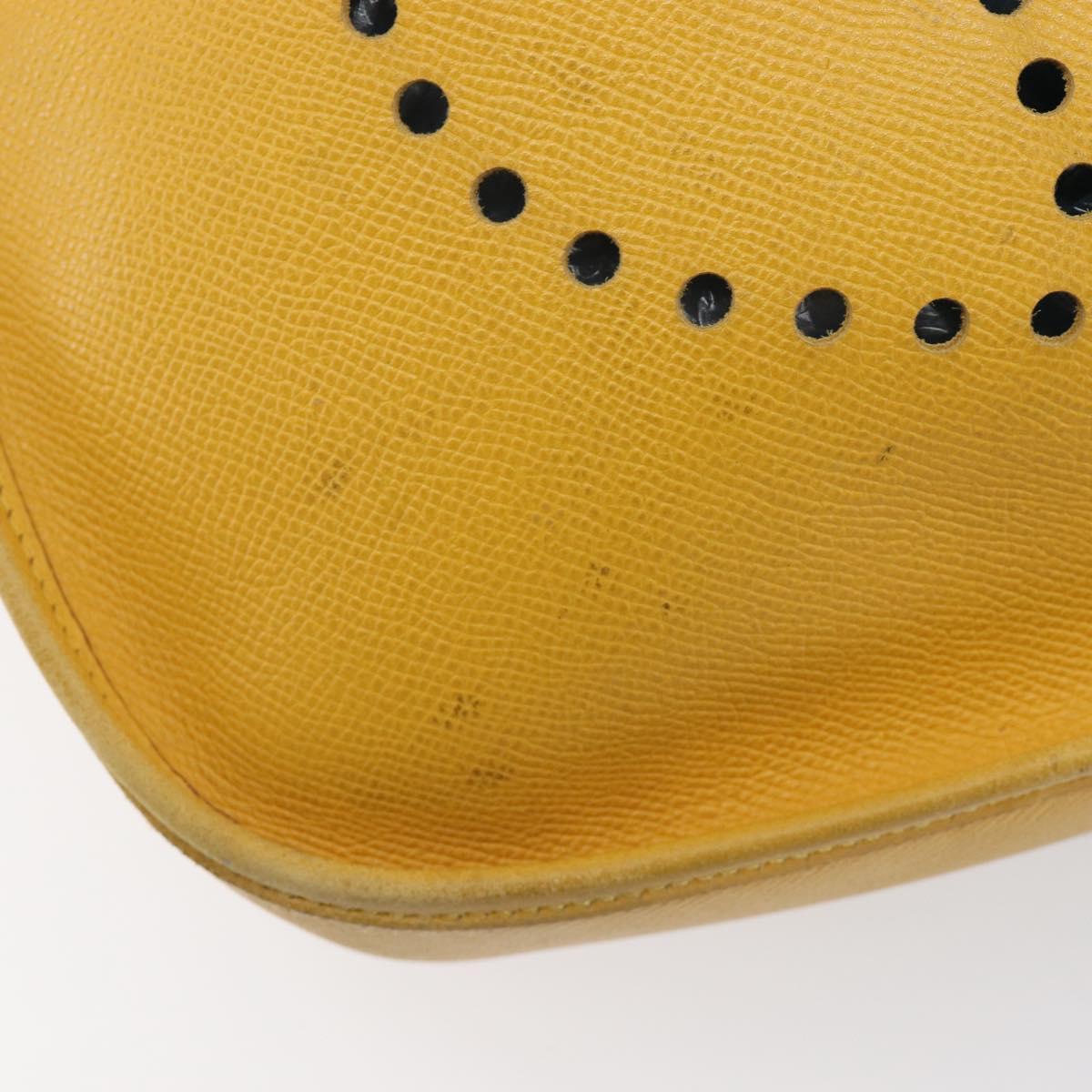HERMES Evelyn 1PM Shoulder Bag Leather Yellow Silver Auth 215394A