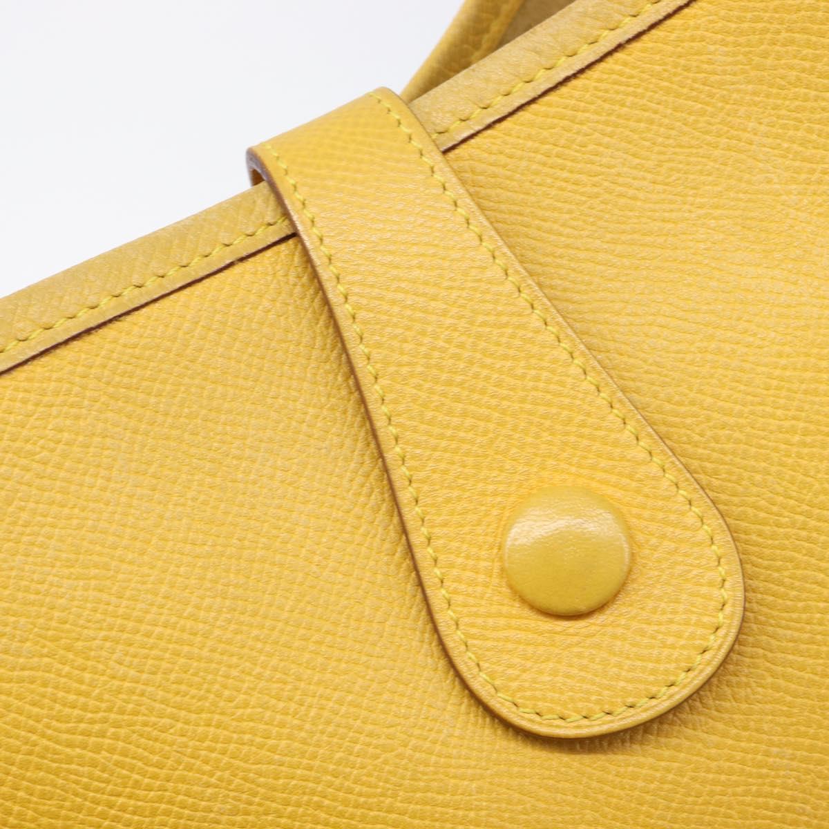 HERMES Evelyn 1PM Shoulder Bag Leather Yellow Silver Auth 215394A