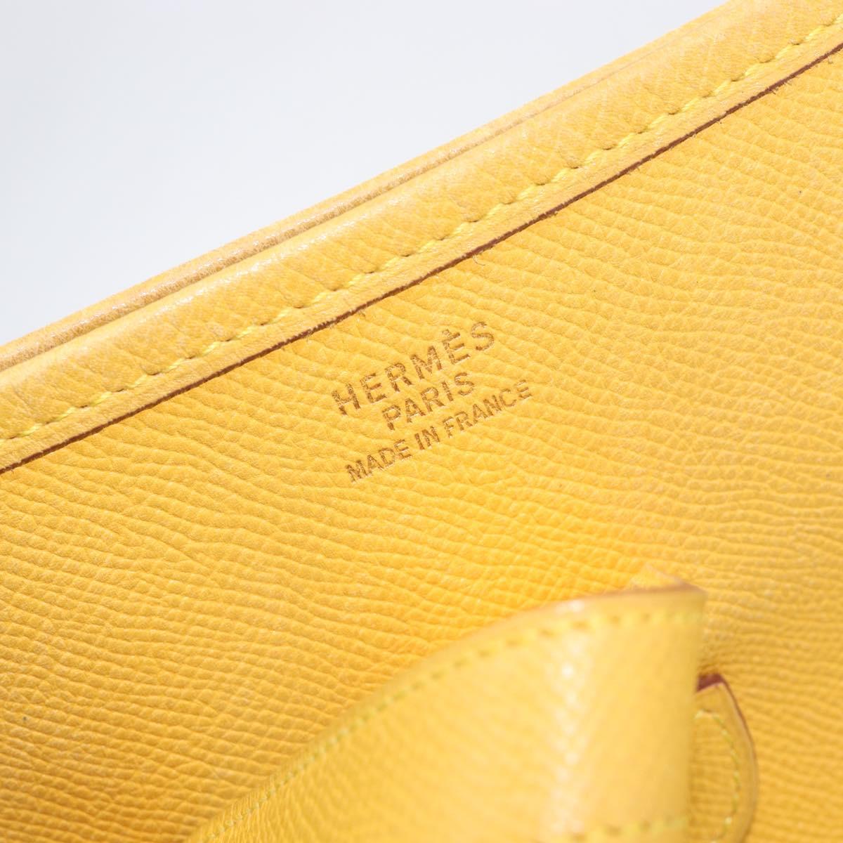 HERMES Evelyn 1PM Shoulder Bag Leather Yellow Silver Auth 215394A