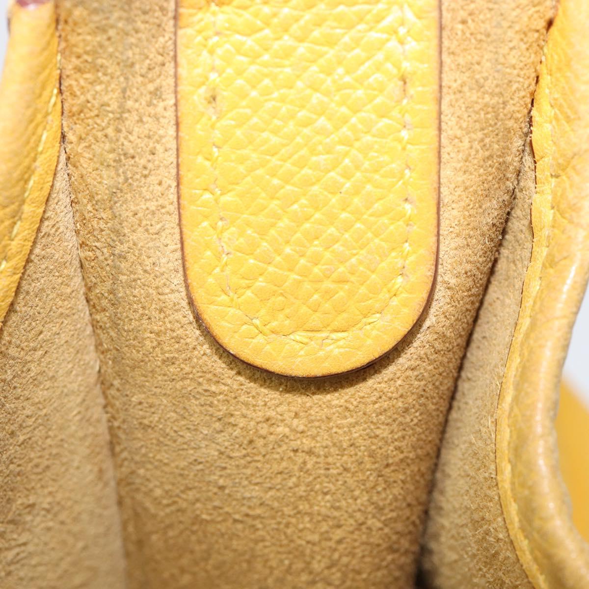 HERMES Evelyn 1PM Shoulder Bag Leather Yellow Silver Auth 215394A