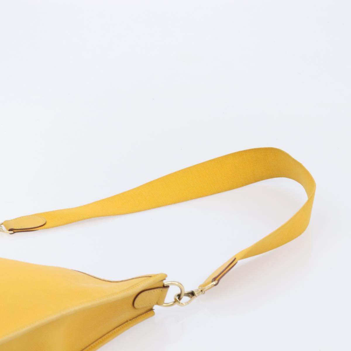 HERMES Evelyn 1PM Shoulder Bag Leather Yellow Silver Auth 215394A