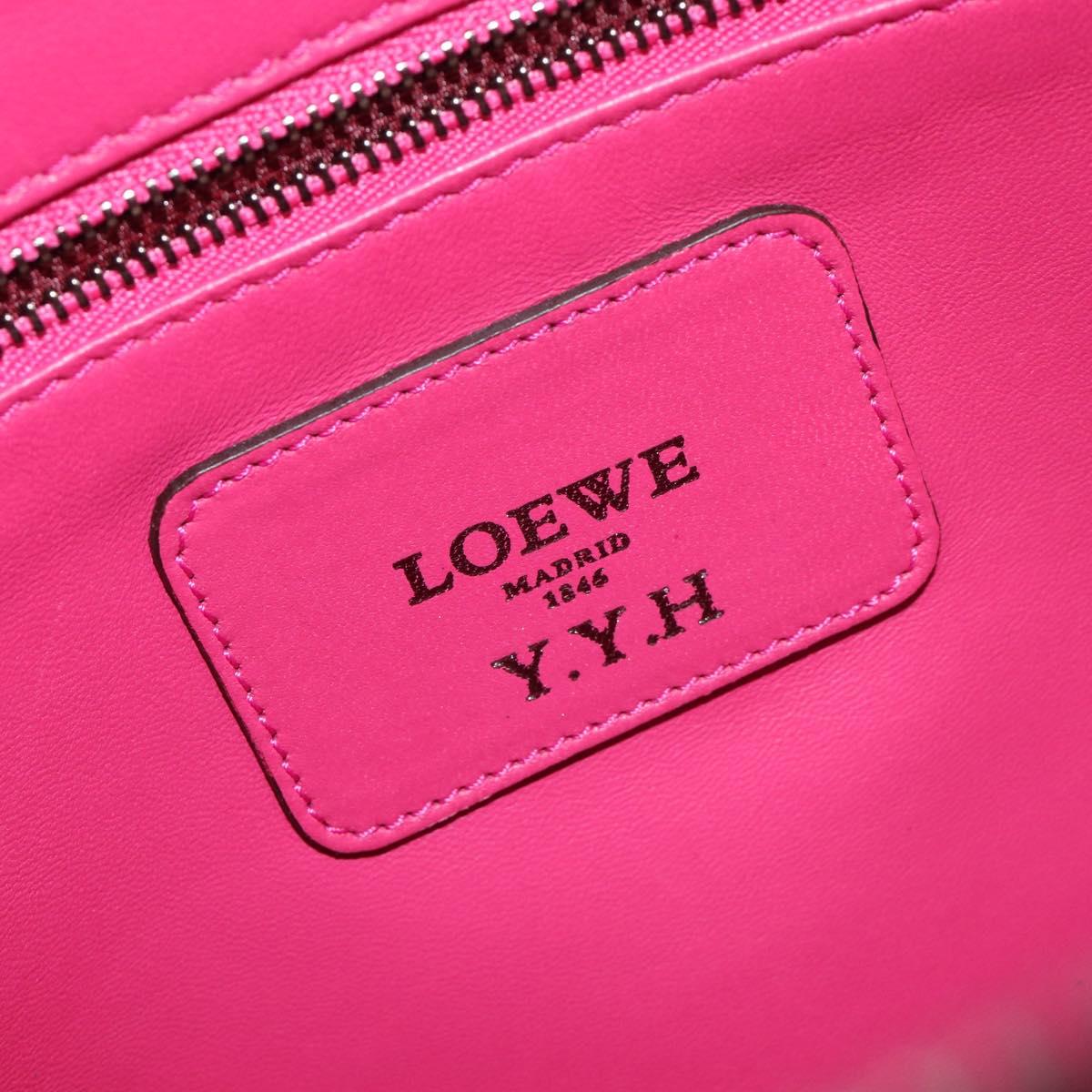 LOEWE Amazona 36 Hand Bag Leather Pink Silver Auth 215397A