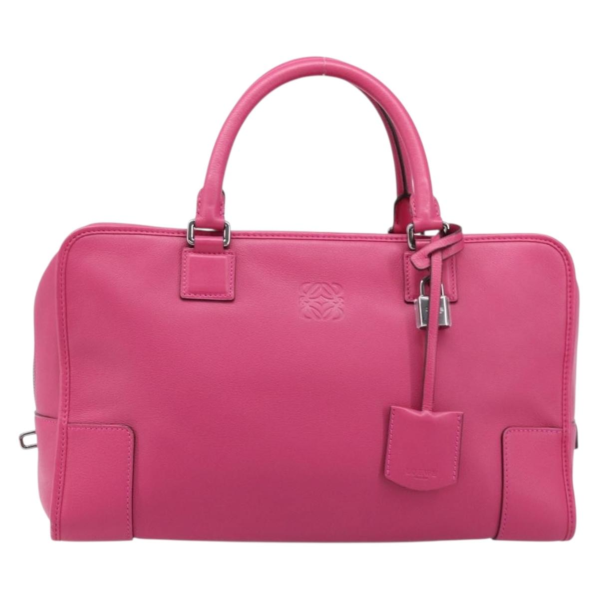 LOEWE Amazona 36 Hand Bag Leather Pink Silver Auth 215397A