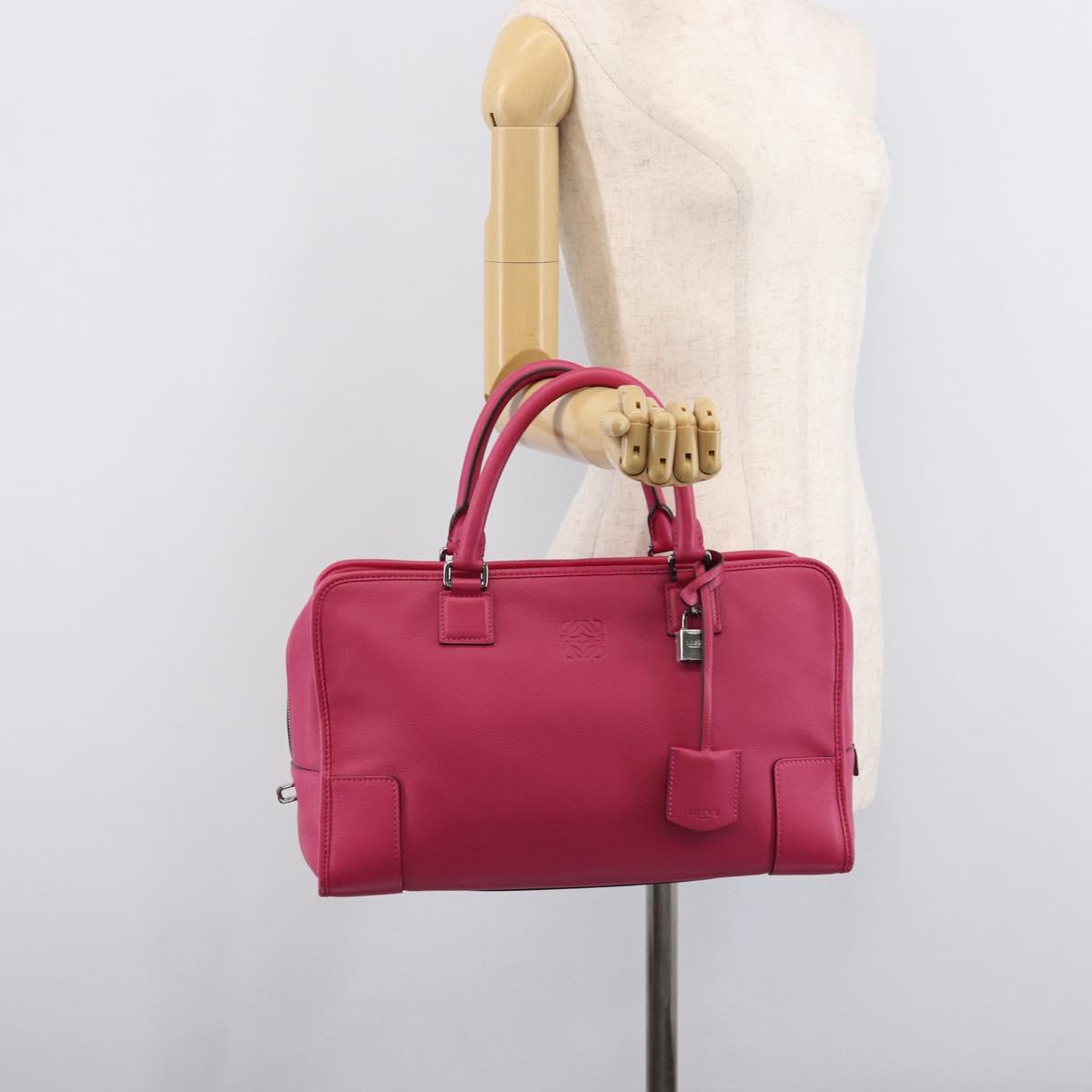 LOEWE Amazona 36 Hand Bag Leather Pink Silver Auth 215397A