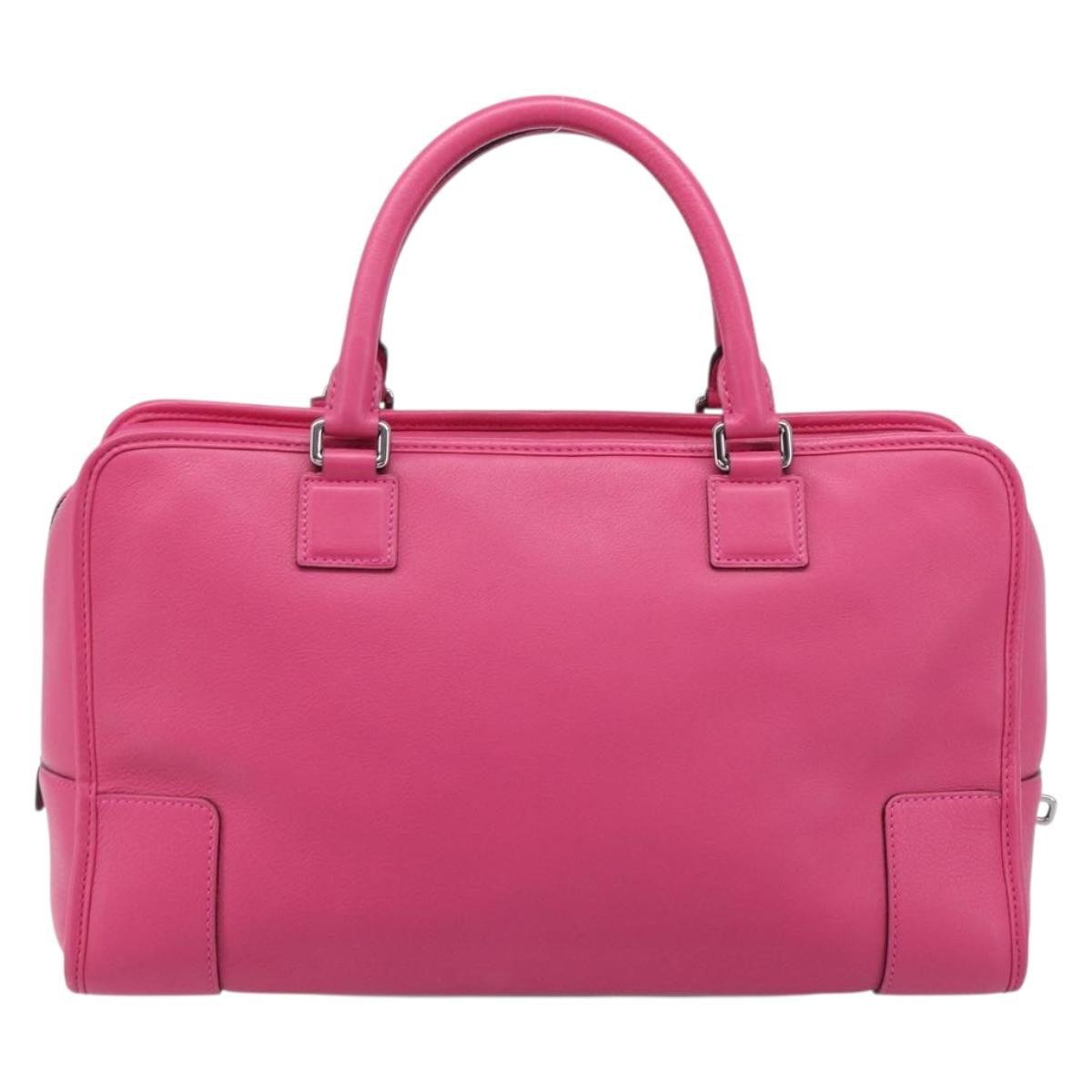LOEWE Amazona 36 Hand Bag Leather Pink Silver Auth 215397A