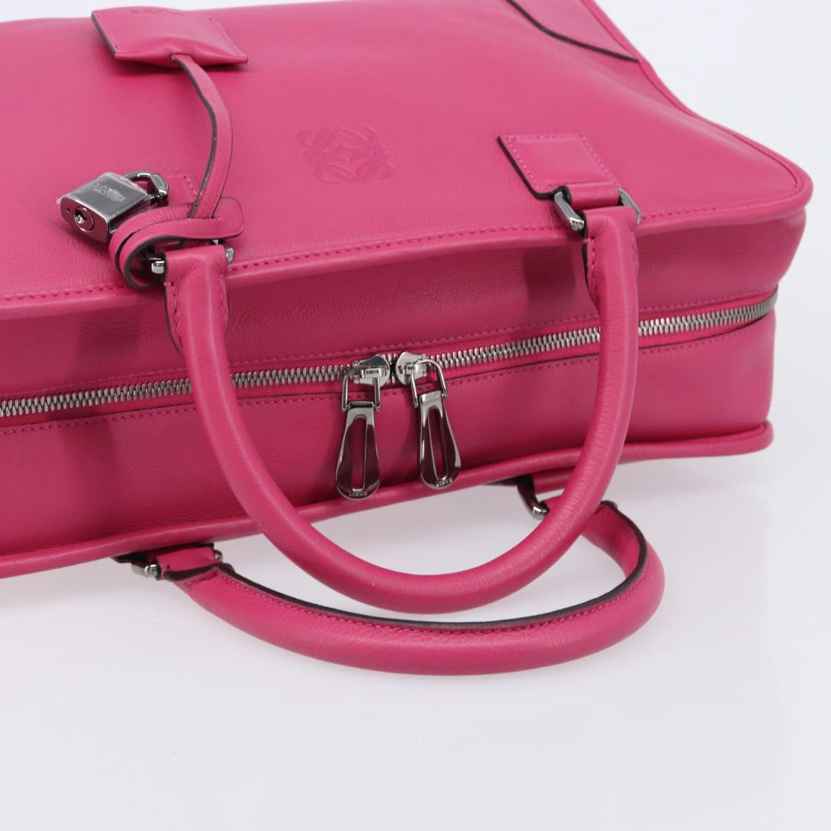 LOEWE Amazona 36 Hand Bag Leather Pink Silver Auth 215397A