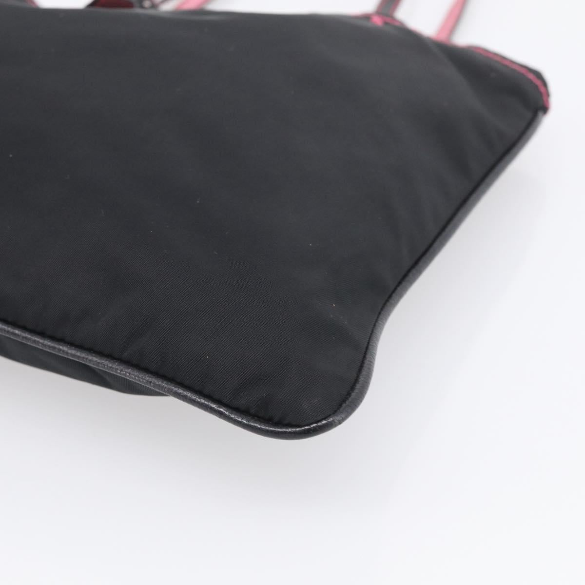 PRADA Hand Bag Nylon Black Silver Auth 215399A