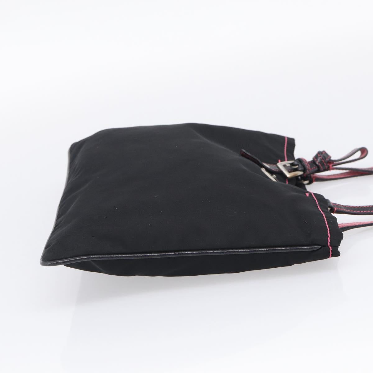 PRADA Hand Bag Nylon Black Silver Auth 215399A