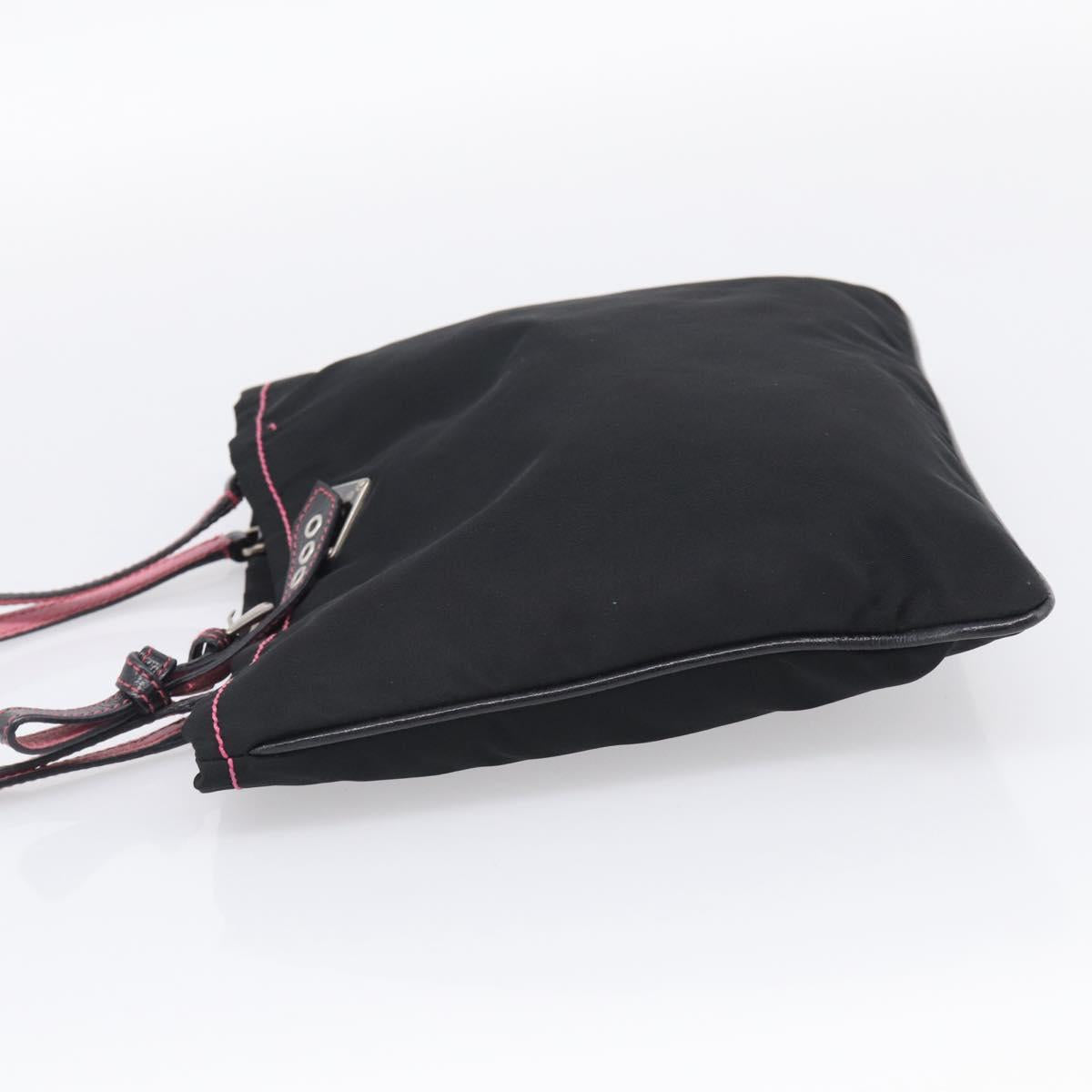 PRADA Hand Bag Nylon Black Silver Auth 215399A