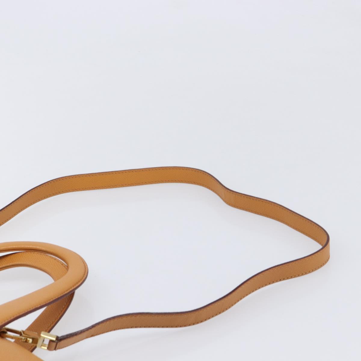 CELINE Hand Bag Leather 2way Beige Gold Auth 215400