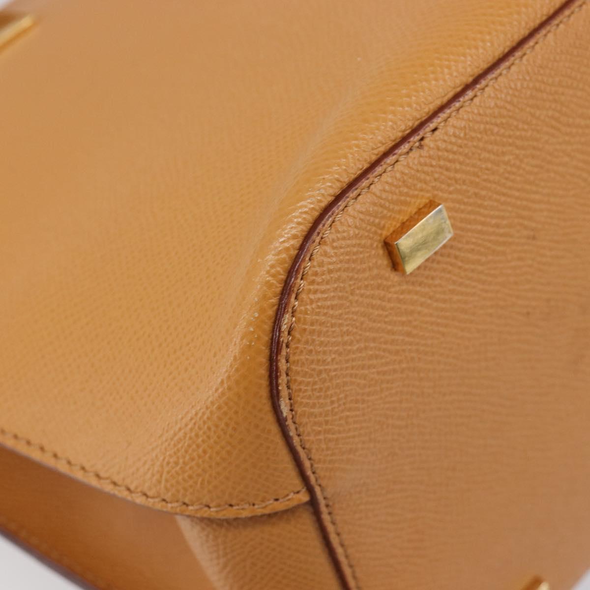 CELINE Hand Bag Leather 2way Beige Gold Auth 215400