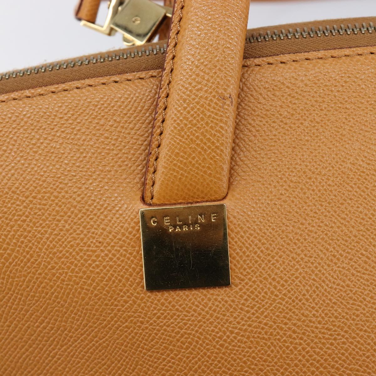 CELINE Hand Bag Leather 2way Beige Gold Auth 215400