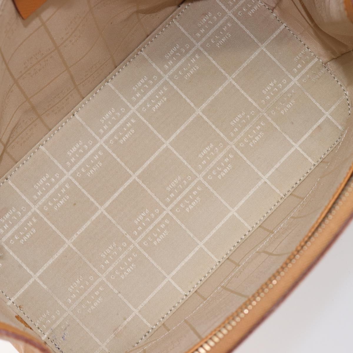 CELINE Hand Bag Leather 2way Beige Gold Auth 215400