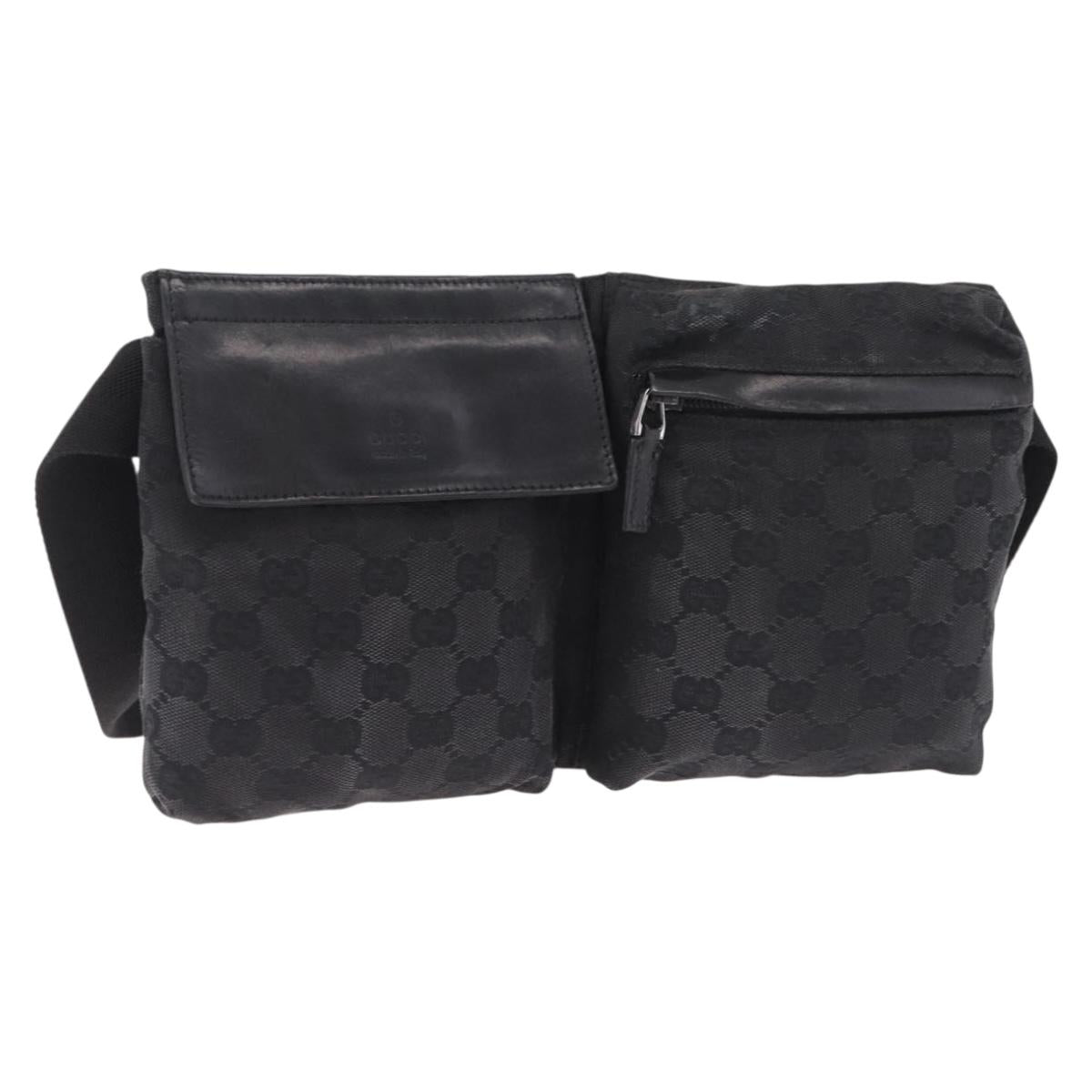 GUCCI GG Canvas Body Bag Black 28566 Auth 215404