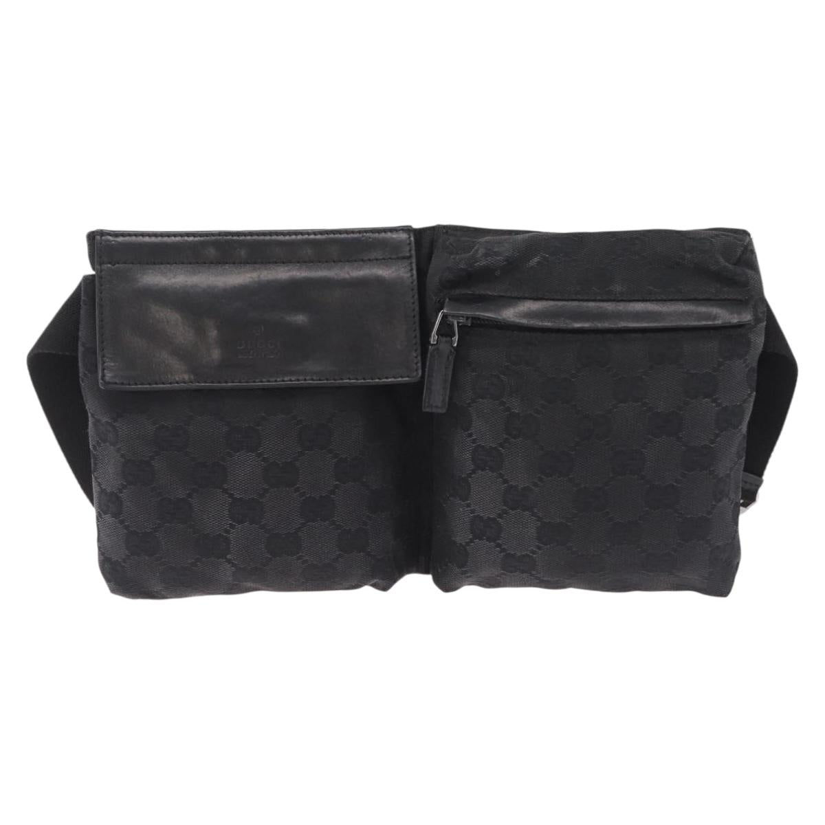 GUCCI GG Canvas Body Bag Black 28566 Auth 215404